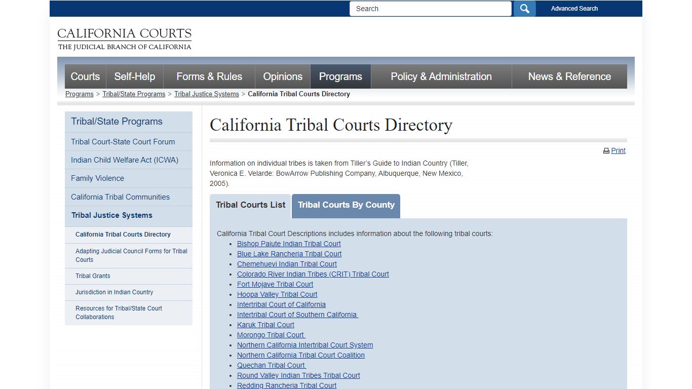 California Tribal Courts Directory - tribal_projects